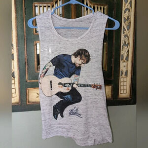 ED SHEERAN tank top, Jumping Guitar gray loose graphic top